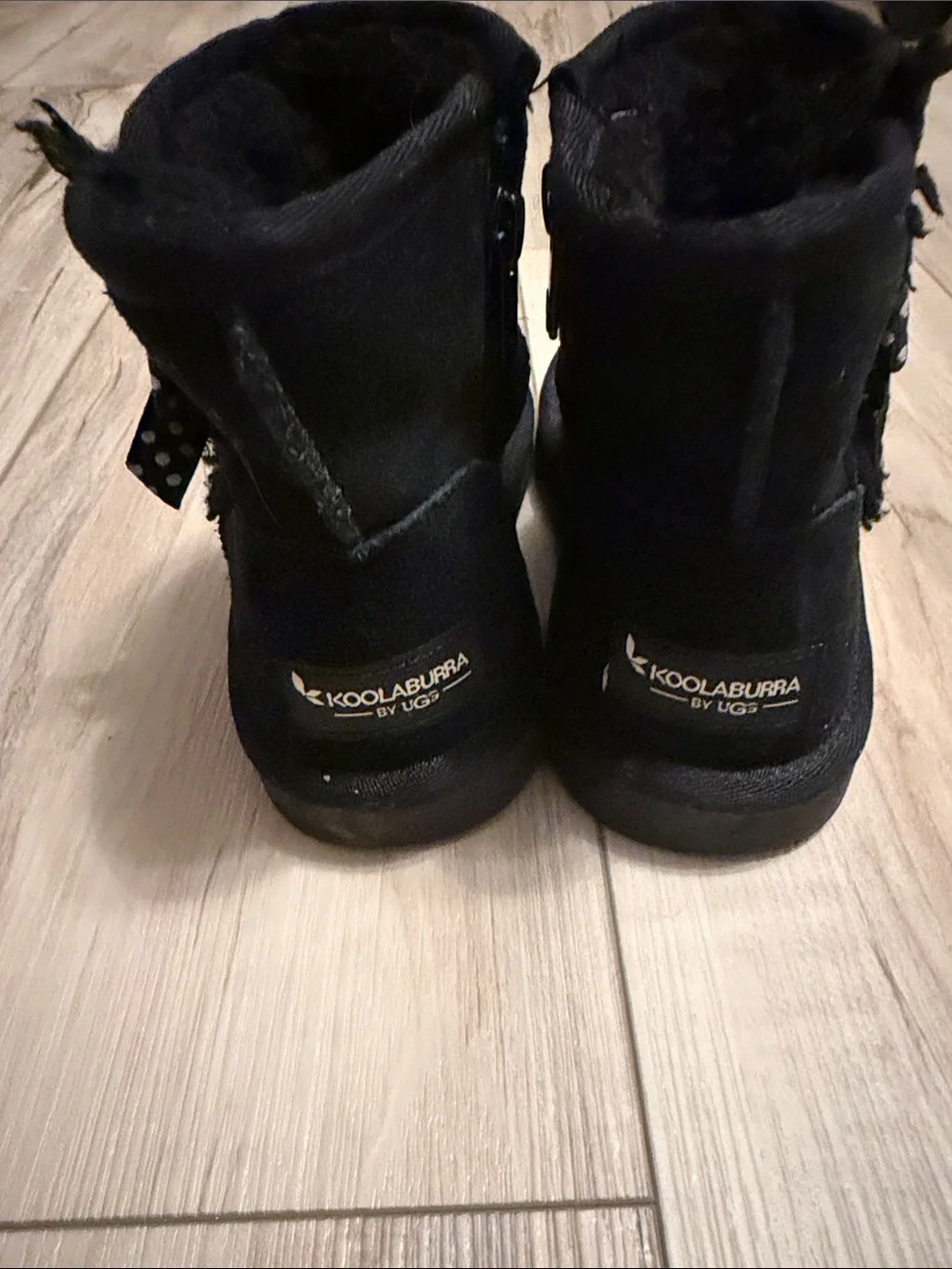 UGG Kids Black Short Suede Boots with Plush Lining